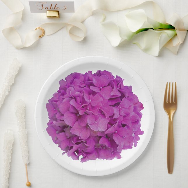 Rosa Magenta-Hydrangeas-Rose Pappteller (Hochzeit)