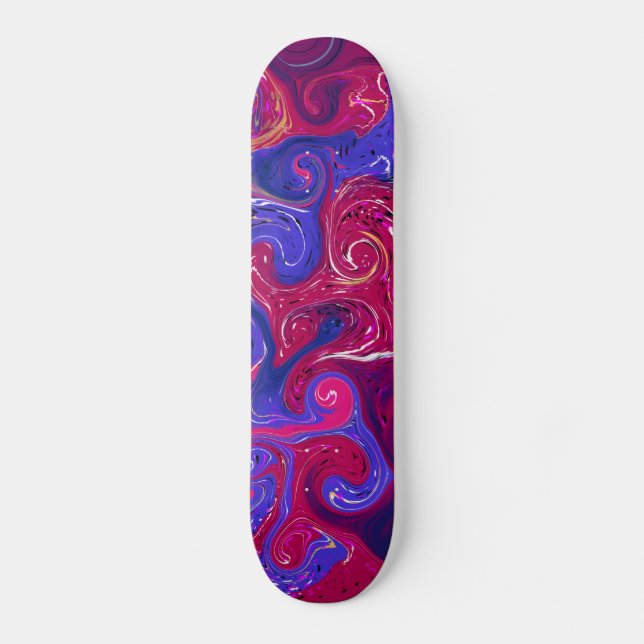 Rosa, Magenta, Lila, schweißes Marmorwasser Kunst Skateboard (Vorderseite)