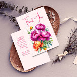 Rosa Magenta Pfirsichbäume elegantes Brautparty Dankeskarte<br><div class="desc">Pink magenta peach peonies elegante Brautparty Vorlage danke Ihnen Karte,  lebhafte kühnen Farben für Frühjahr Sommer farbenfrohe Funktionen</div>