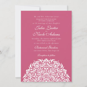 Rosa Magenta Pink Whimsical Florales Mandala-Hochz Einladung