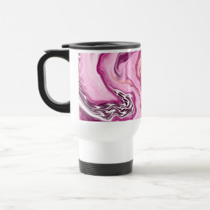 Rosa, Magenta und Schwarze Fluid Art Malerei Reisebecher