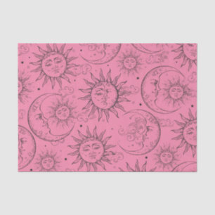 Rosa Magie Vintage Himmels-Sonne Mond Sterne Seidenpapier