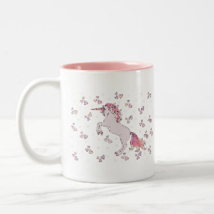 Rosa Magisches Einhorndesign Zweifarbige Tasse