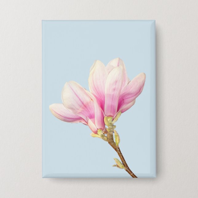 Rosa Magnolia-Abzeichen Button (Vorderseite)