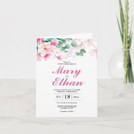 Rosa Magnolia Blume Hochzeit natürliche Einladung