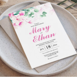 Rosa Magnolia-Blume Hochzeit von Natur Einladung