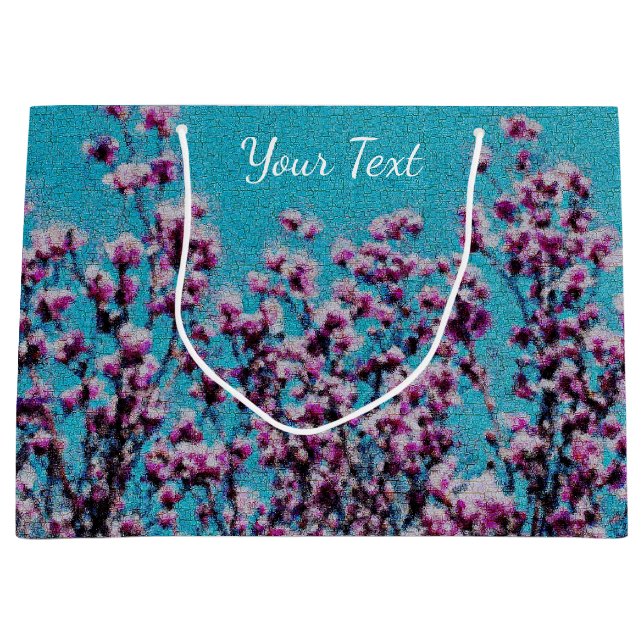 Rosa Magnolia Blüten Blauer Himmel Foto Gemälde Große Geschenktüte (Vorderseite)