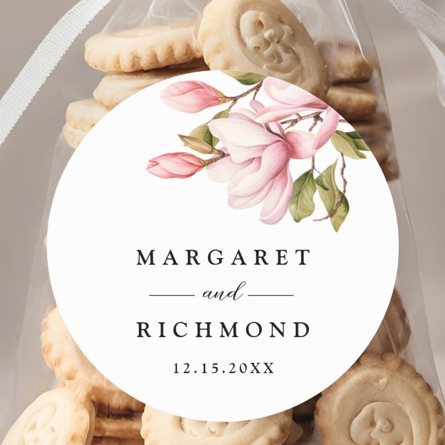 Rosa Magnolia Frische Pasta machen Runder Aufkleber (Von Creator hochgeladen)