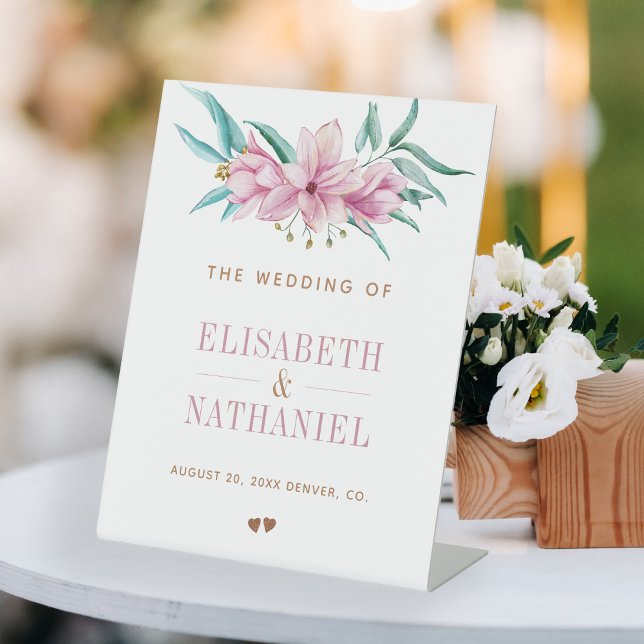 Rosa Magnolia Frühling Garten Hochzeitsempfang Zei Sockelschild (Von Creator hochgeladen)