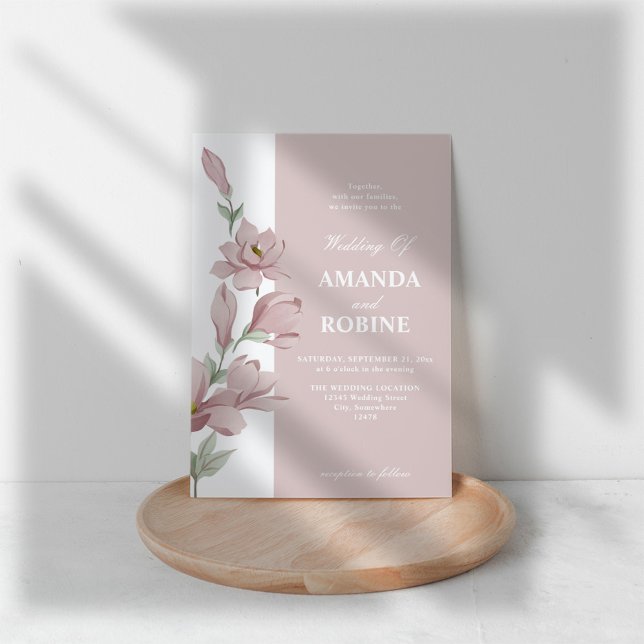 Rosa Magnolia Hochzeit Einladung (Von Creator hochgeladen)