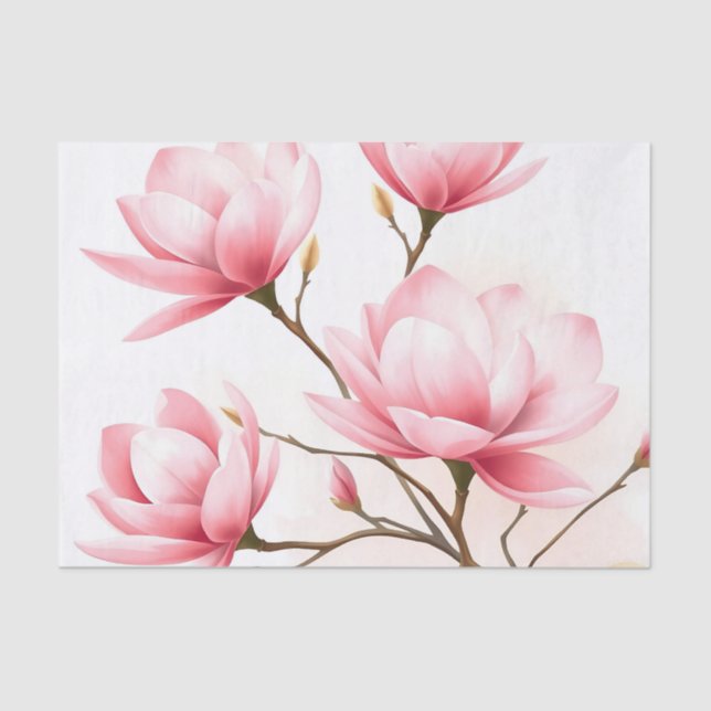 Rosa Magnolia mit goldenen Akzenten Seidenpapier (Vorderseite)