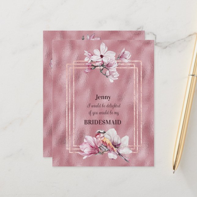 Rosa Magnolias wirst du meine Bridesmädchen sein (Vorderseite/Rückseite Beispiel)