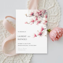 Rosa Magnolie Botanische Aquarell-Hochzeit