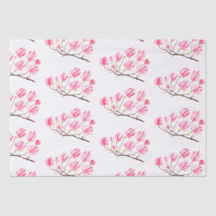 Rosa Magnolie floraler Aquarell-Stil eleganter Vin Seidenpapier