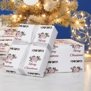 Rosa Magnolie Frohe Weihnachten Geschenkpapier