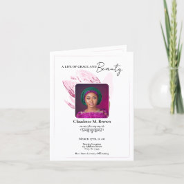 Rosa Magnolie Minimal Bifold Gedenkprogramm Einladung