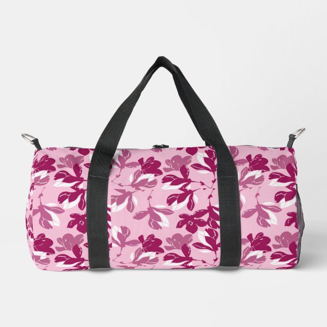 Rosa Magnolien-Botanikdruck Duffle Bag (Vorderseite)
