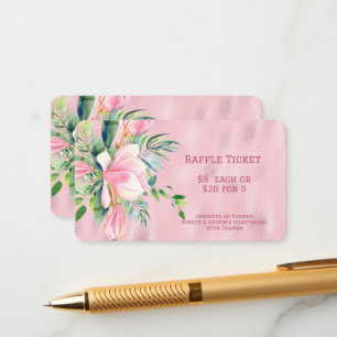 Rosa Magnolienblüte auf rosa Folie-Raffle Begleitkarte