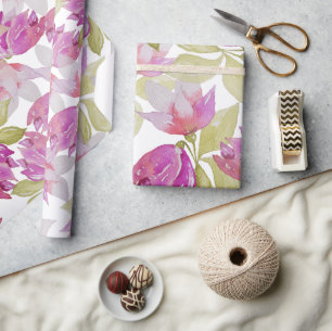 Rosa Magnolienblüten Aquarellkunst Geschenkpapier