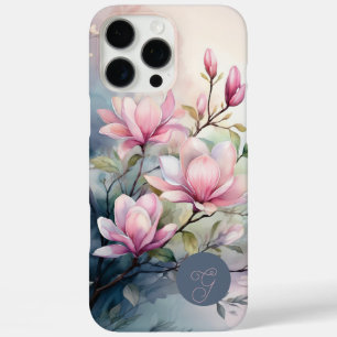 Rosa Magnolienblüten Botanisch Monogrammiert iPhone 16 Pro Max Hülle