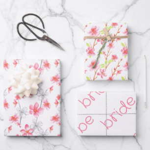Rosa Magnolienblüten Frühlings-Brautabschiedsparty Geschenkpapier Set