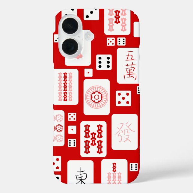 Rosa Mahjong chinesisches Fliesenspiel asiatisch Case-Mate iPhone Hülle (Rückseite)