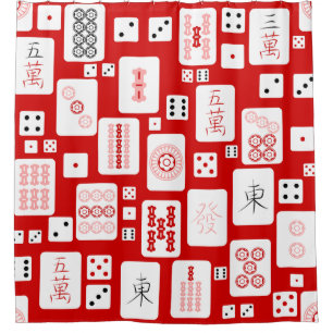 Rosa Mahjong chinesisches Fliesenspiel asiatisch Duschvorhang