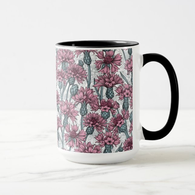 Rosa Maisblumen, weiße Blume Tasse (Rechts)