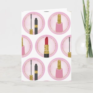Rosa Make-up Kosmetik Muster Kosmetologie Karte