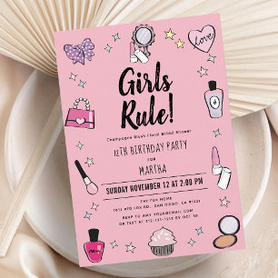 Rosa Make-up-Spa-Schlafparty-Geburtstag Einladung