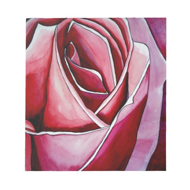 Rosa Makro Blumen Aquarell abstrakte Kunst Notizblock (Vorderseite)