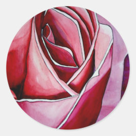 Rosa Makro Blumen Aquarell abstrakte Kunst Runder Aufkleber