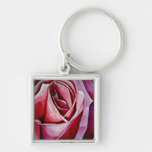 Rosa Makro Blumen Aquarell abstrakte Kunst Schlüsselanhänger