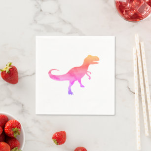 Rosa Malerei Dinosaur Silhouette Trex Serviette