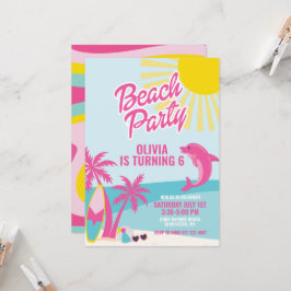 Rosa Malibu-Strand-Geburtstag Einladung