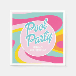 Rosa Malibu Strand Palmpool Party Geburtstag Serviette