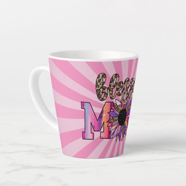 Rosa Mama floral Moderne Milchtasse (Linke Ecke)