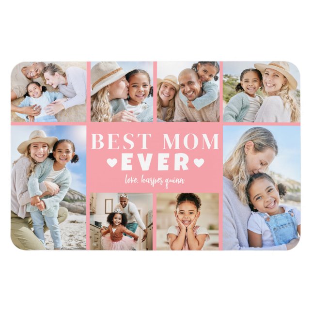 Rosa Mama-Fotocollage Magnet (Horizontal)