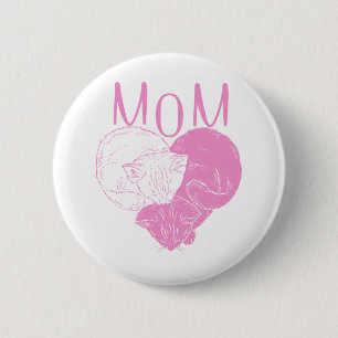 Rosa MAMA Herzkatzen Button