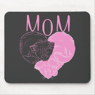 Rosa MAMA Herzkatzen Mousepad