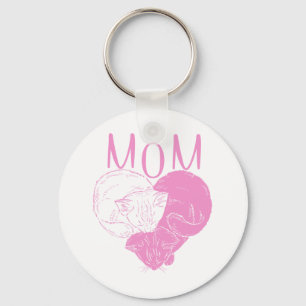 Rosa MAMA Herzkatzen Schlüsselanhänger