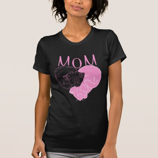Rosa MAMA Herzkatzen T-Shirt (Vorderseite)