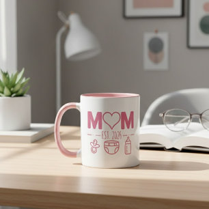 Rosa Mama Jahr Baby Icons Design Tasse