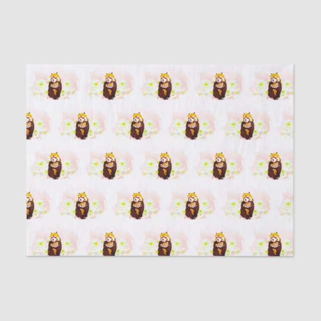 Rosa Mama Rotes Panda Babyfachpapier Seidenpapier (Vorderseite)