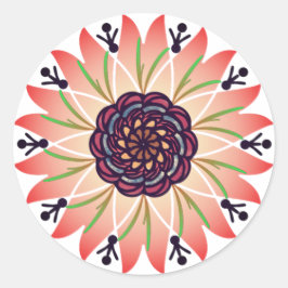 Rosa Mandala-Blume Runder Aufkleber