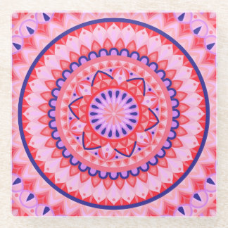Rosa Mandala Boho Lebendiges Liebes-Geometrisches Glasuntersetzer