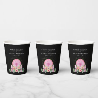 Rosa Mandala Crystals Metaphysische Hochzeit Pappbecher