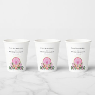 Rosa Mandala Crystals Metaphysische Hochzeit Pappbecher