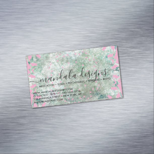 Rosa Mandala Floral Schrift Magnetische Visitenkarte