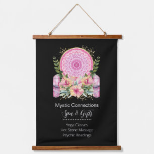 Rosa Mandala Kristalle Blumen Energie Yoga Reiki S Wandteppich Mit Holzrahmen